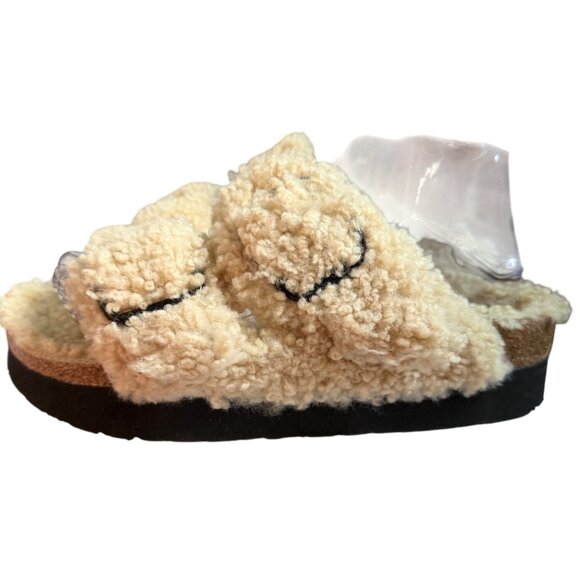 Papillio By Birkenstock Arizona Shearling Sandals Teddy Eggshell Size 39 8 New - Picture 7 of 16
